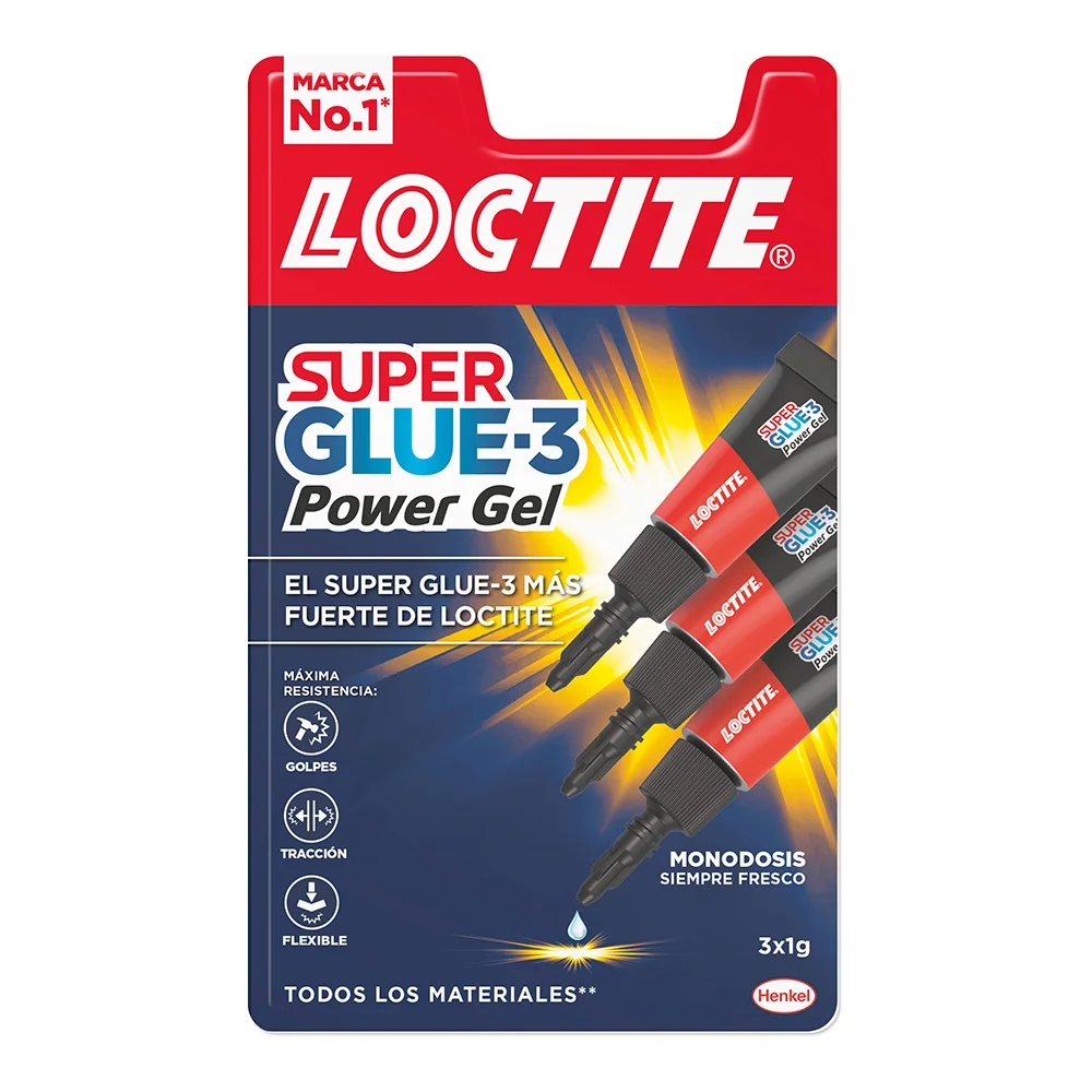 Adhesivo Instantaneo Super Glue-3x1gr. Monodosis Power Gel Loctite 2640066