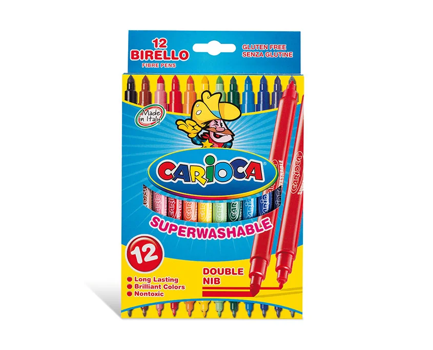 Caja 12 Rotuladores Colores Doble Punta Birello Carioca 41457