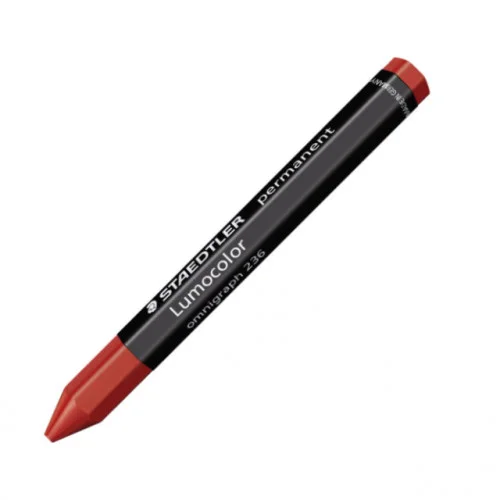 Lapiz Cera Permanente Lumocolor Omnigraph 12mm. Rojo Staedtler 236-2