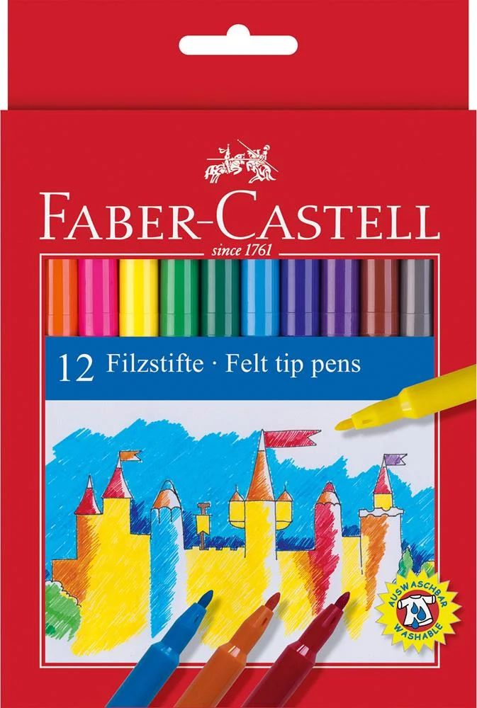 Estuche Cartón 12 Rotuladores Escolares Faber Cas.