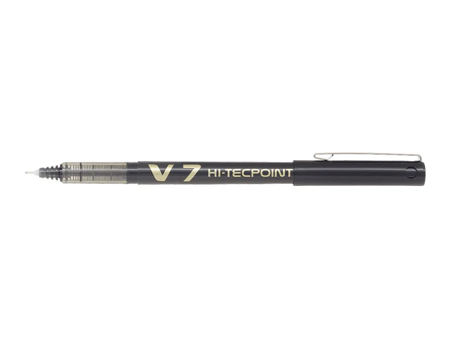 Pilot Hi-Tecpoint V7, Caneta, Preto, Preto, Médio.