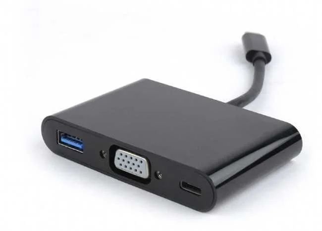 Adaptador 3 em 1 Usb-C - Vga, Usb 3.0 e Usb-C
