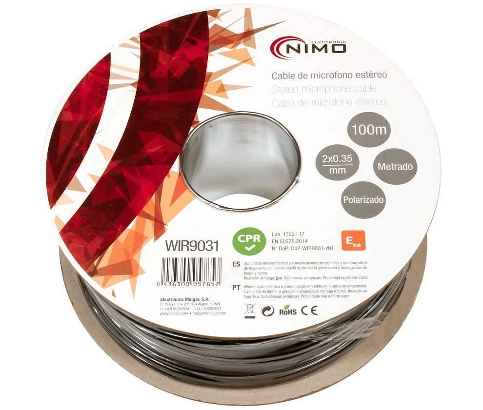 Bobine Cabo Microfone Stereo Blindado 2 Condutores