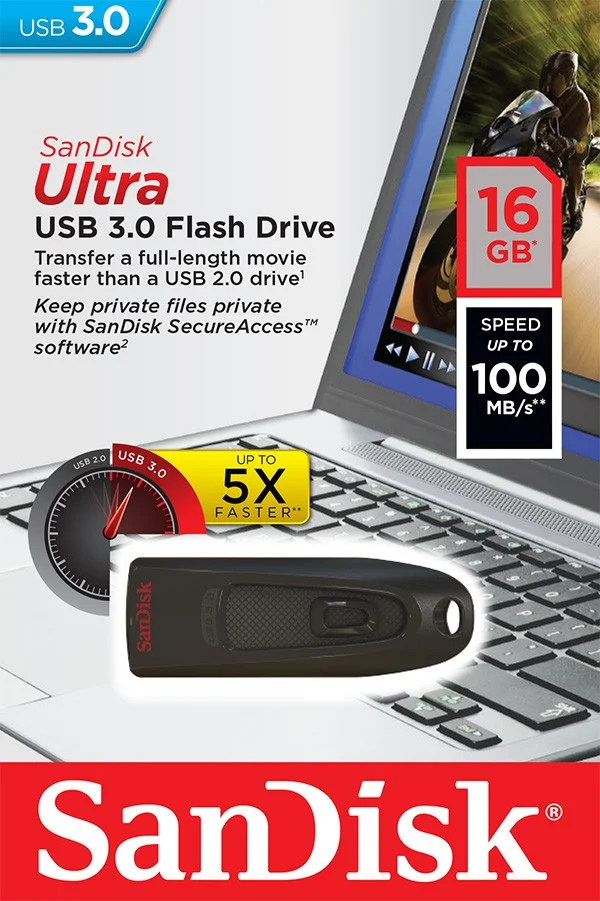 Sandisk Ultra Usb 3.0       16gb Up To 100mb/S    Sdcz48-016g-U46