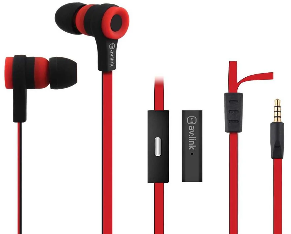 Auriculares Stereo Maos Livre Vermelho/Preto