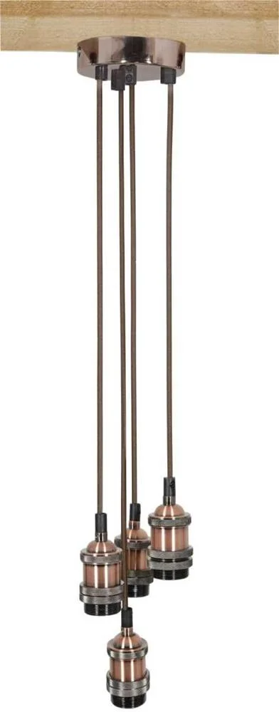 Candeeiro Pendente E27 Quad Cobre Antigo