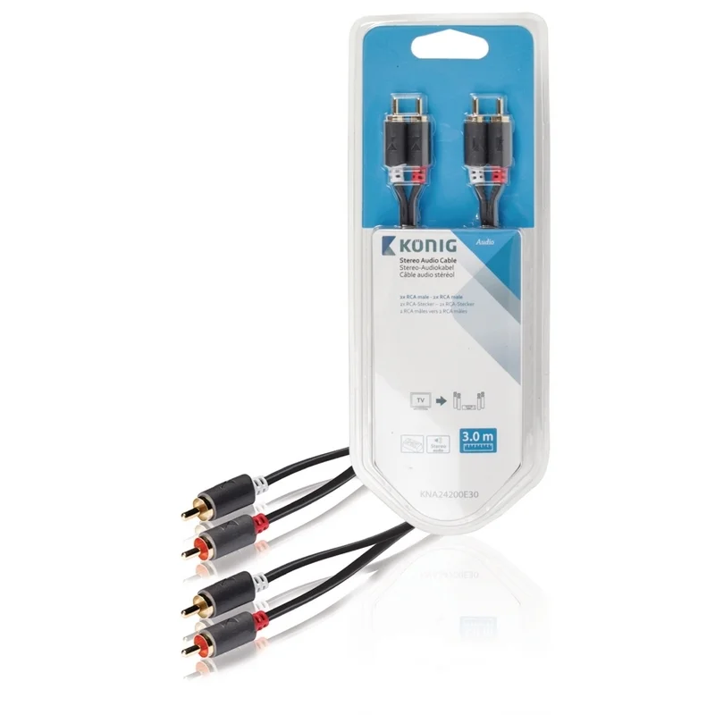 Cabo 2 RCA macho para 2 RCA macho de 3m