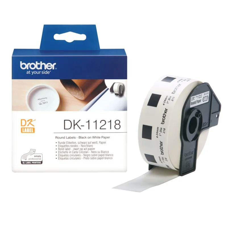Brother Dk-11218 Round Labels Blanco Dk
