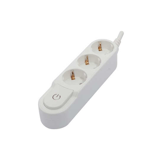 Bloque 3 Bases Schuko 16a C/Int. Blanco 3m