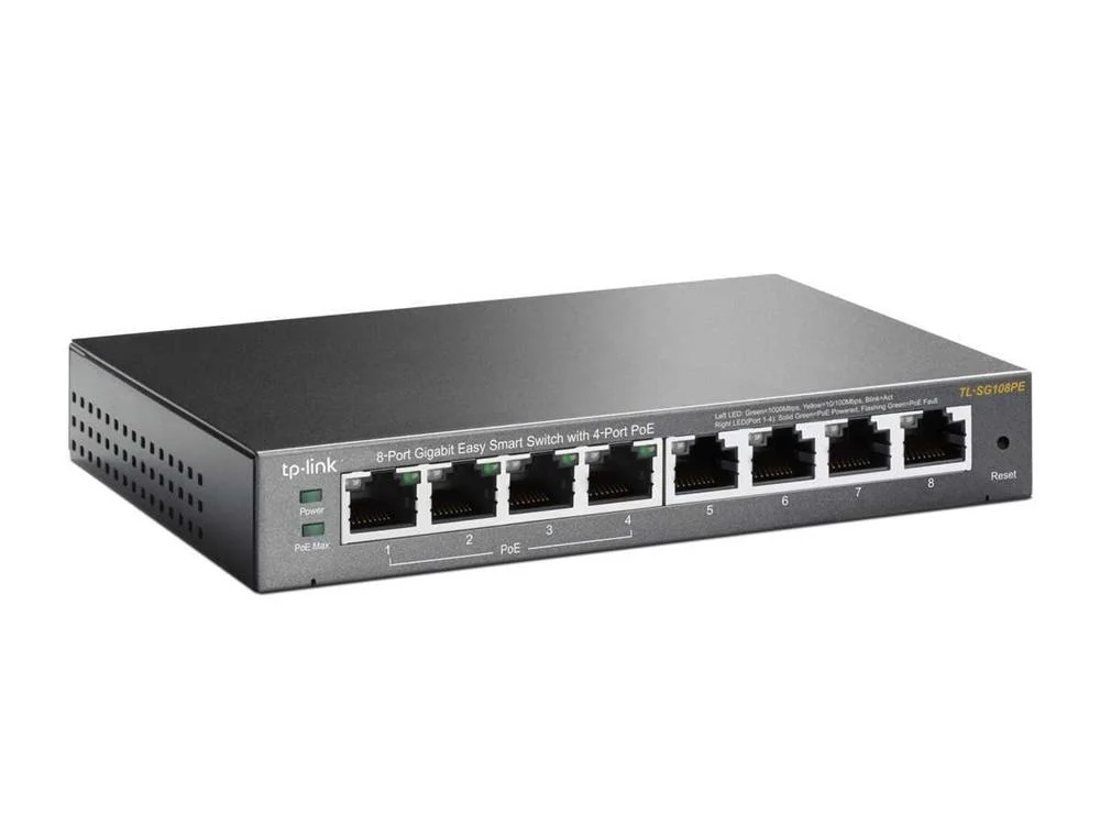 Switch Tp-Link Tl-Sg108pe 8 Portas Gigabit Smart Managed Poe+