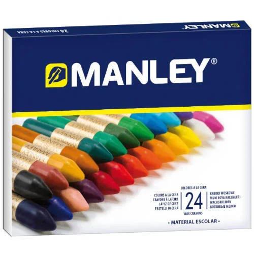 Estuche de 24 Unidades Ceras Blandas Colores Surtidos Manley Mnc00066