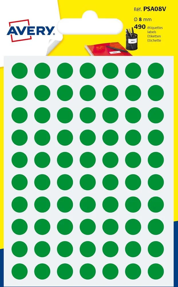 Avery Psa08v, Verde, Círculo, Permanente, Univers.