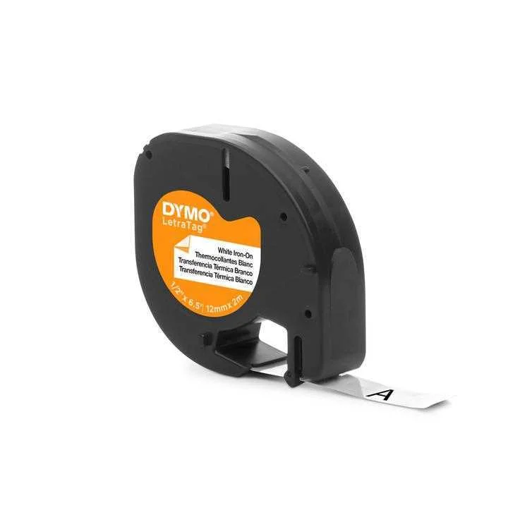Cinta Rotuladora Letratag Ropa 12mmx2m Negro/Blan.