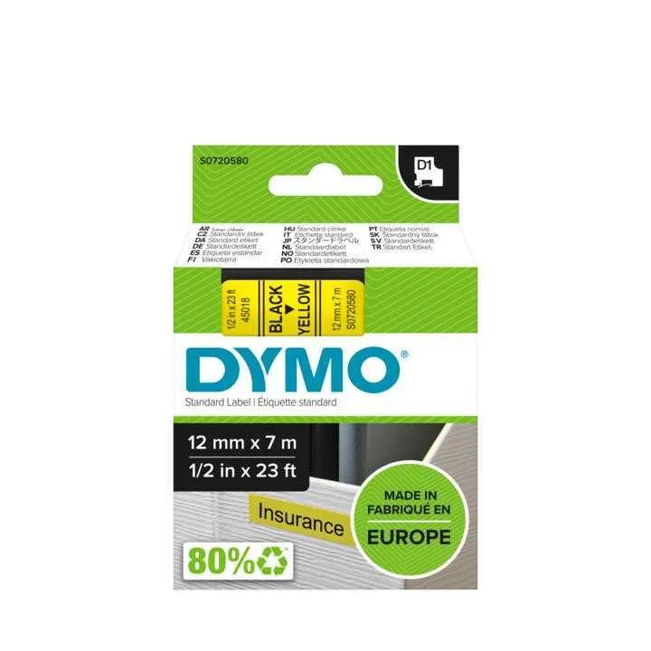 Cinta Rotuladora D1 12mmx7m Negro/Amarillo Dymo S.