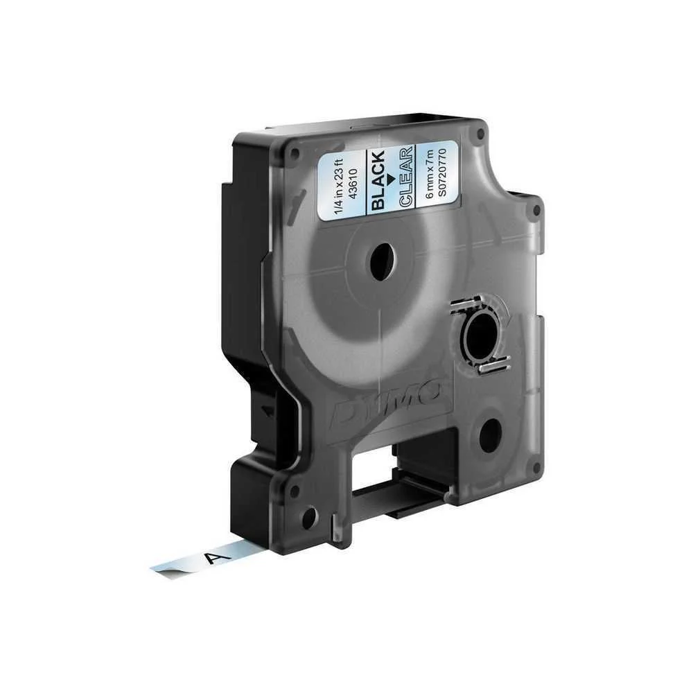Cinta Rotuladora D1 6mmx7m Negro/Transparente Dym.