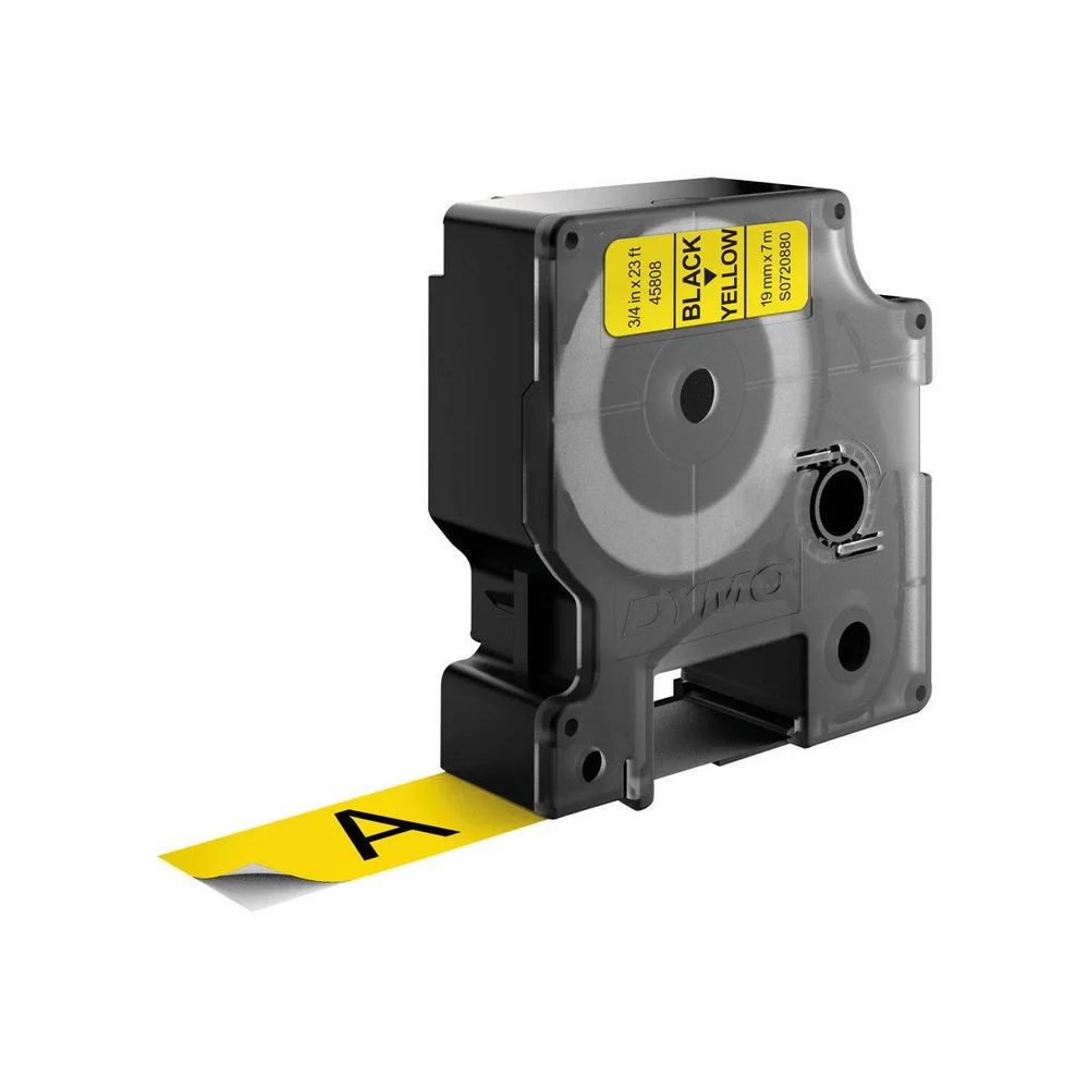 Dymo D1 Label Maker Tape 45808, Black On Yellow (19mm X 7m)