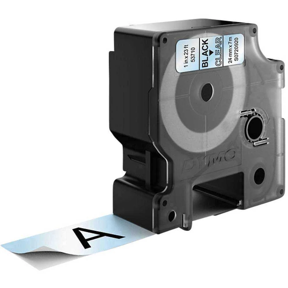 Dymo D1 Label Maker Tape 53710, Black On Transparent (24mm X 7m)