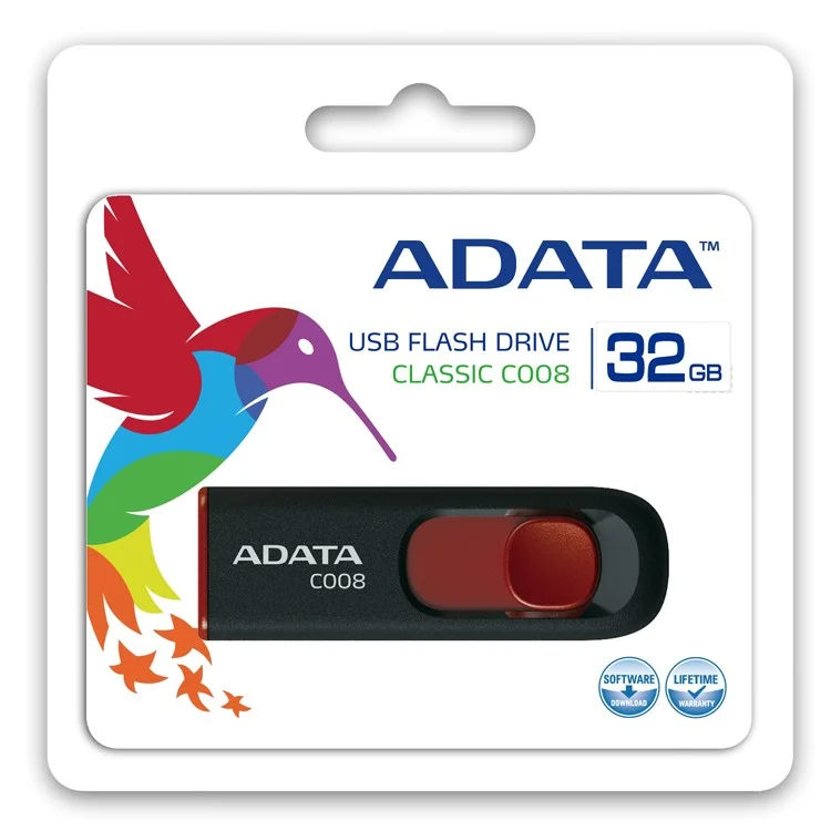 Pendrive 32gb Usb2.0 Adata Ac008 Negro / Rojo