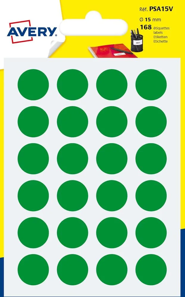 Avery Psa15v, Verde, Círculo, Permanente, Univers.
