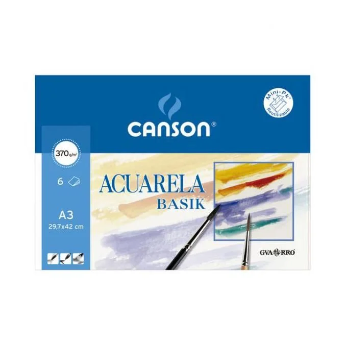 Minipack 6 Hojas Acuarela 370g A3 Guarro Canson C.