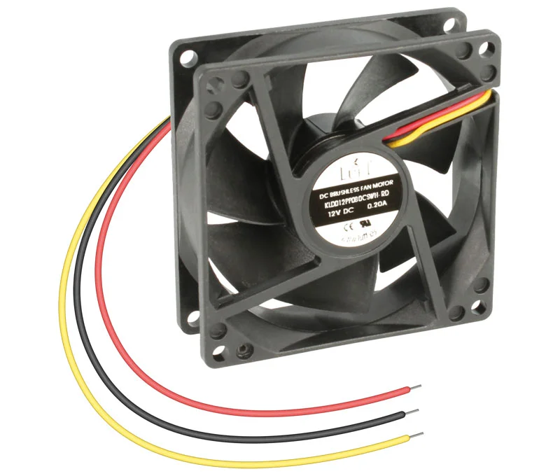 Ventilador 12Vdc 80x80x25mm de Veio com 3 Fios