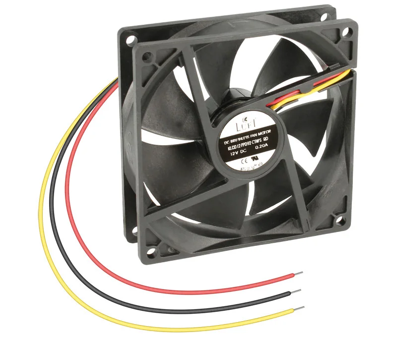 Ventilador 24Vdc 92x92x25mm de Veio com 3 Fios
