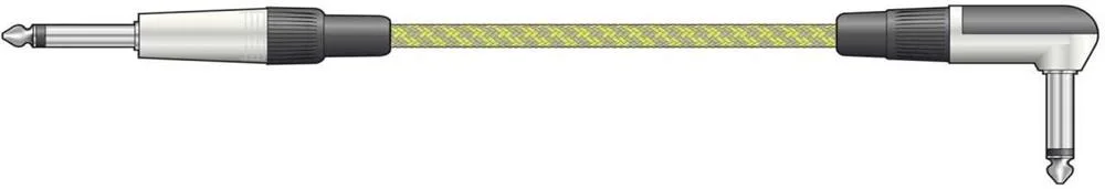 Classic Braided Right Angled Guitar Lead Grey/Gold 3.0m