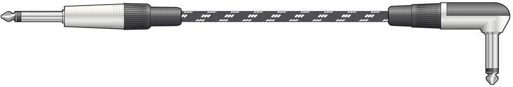 Cabo Jack 6.3mm para Jack 6.3mm 90º P/B 3m