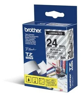 Brother P-Touch Tze151 Black/Clear (8m X 24mm)