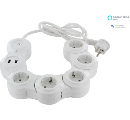 Bloque 5 Enchufes 5x16a Wifi Snake Negro 1.5m