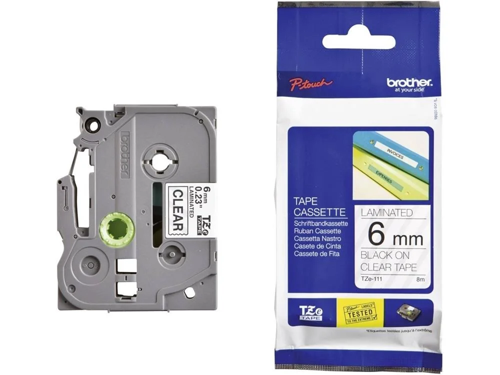 Brother Tze-Schriftbandkassette Tzeschriftbandkassette Tze-111 Tze111 Transparent Black (Tze111)