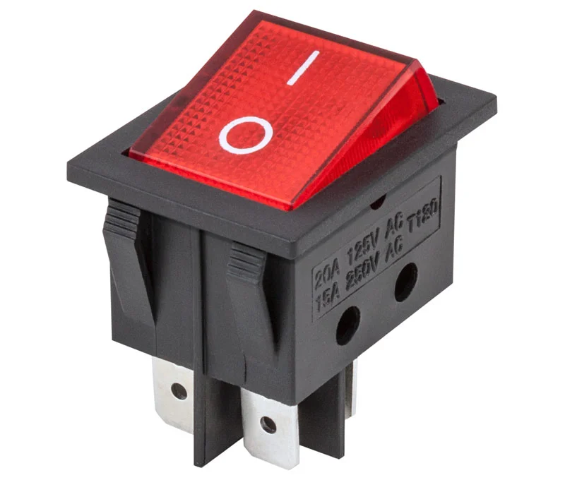 Interruptor Bipolar 15A 250Vac Vermelho Iluminado