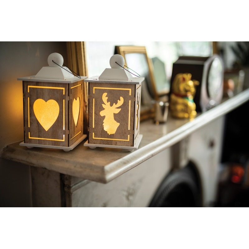 Linterna Decorativa de Madera En Forma de Coraz&oacute;n