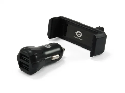 Conceptronic Kfz-Ladegerät 2port  10w,2xusb-A +Halter     Sw