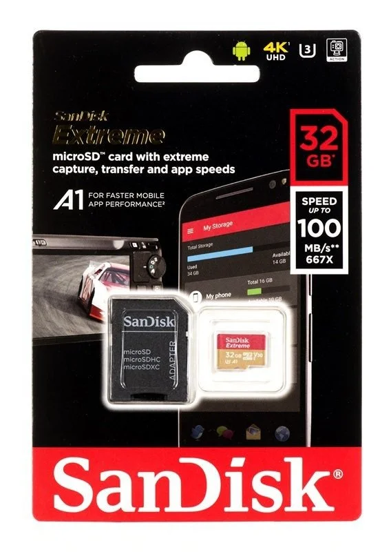Cartão Memória Sandisk Extreme Uhs-I V30 Microsdhc 32gb + Rescue Pro Deluxe (1 Ano)
