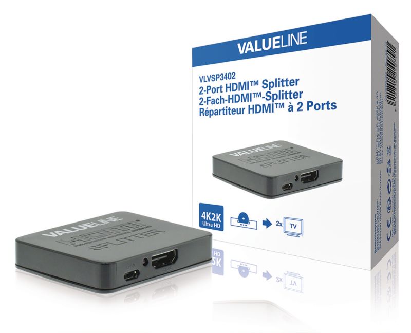 Repartidor Hdmi de 2 Portas Preto