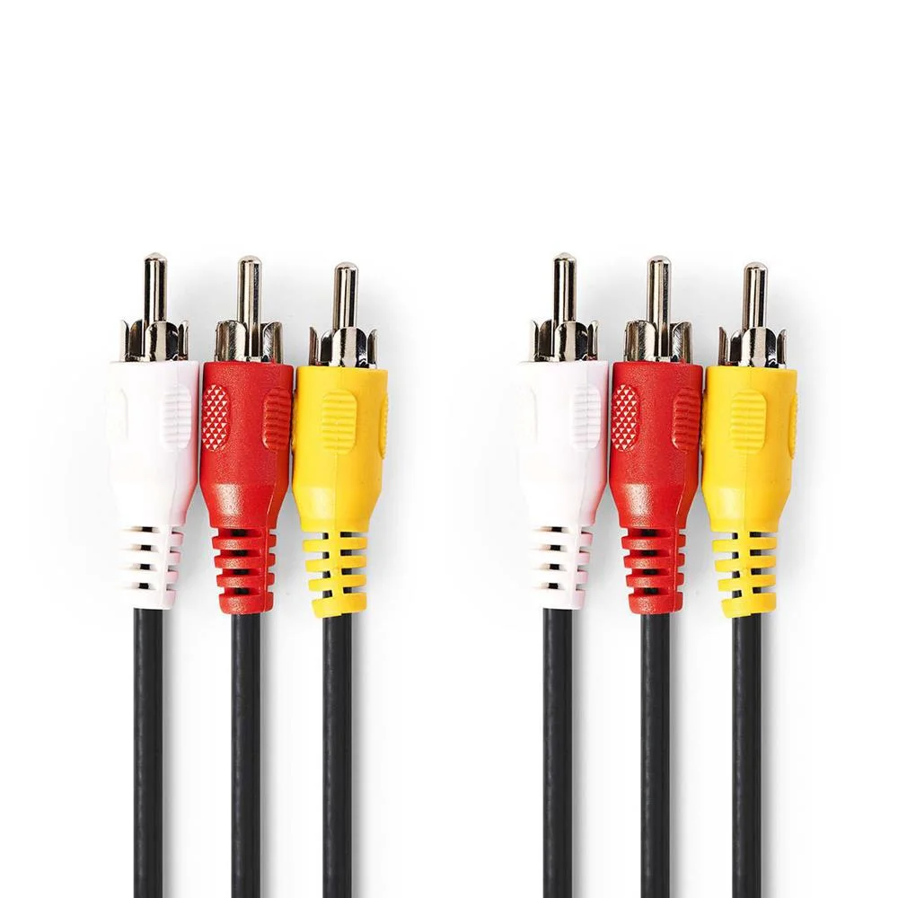Cable de Vídeo Compuesto | 3x Rca Macho | 3x Rca Macho | Niquelado | 480p | 1.00 M | Redondo | Pvc |