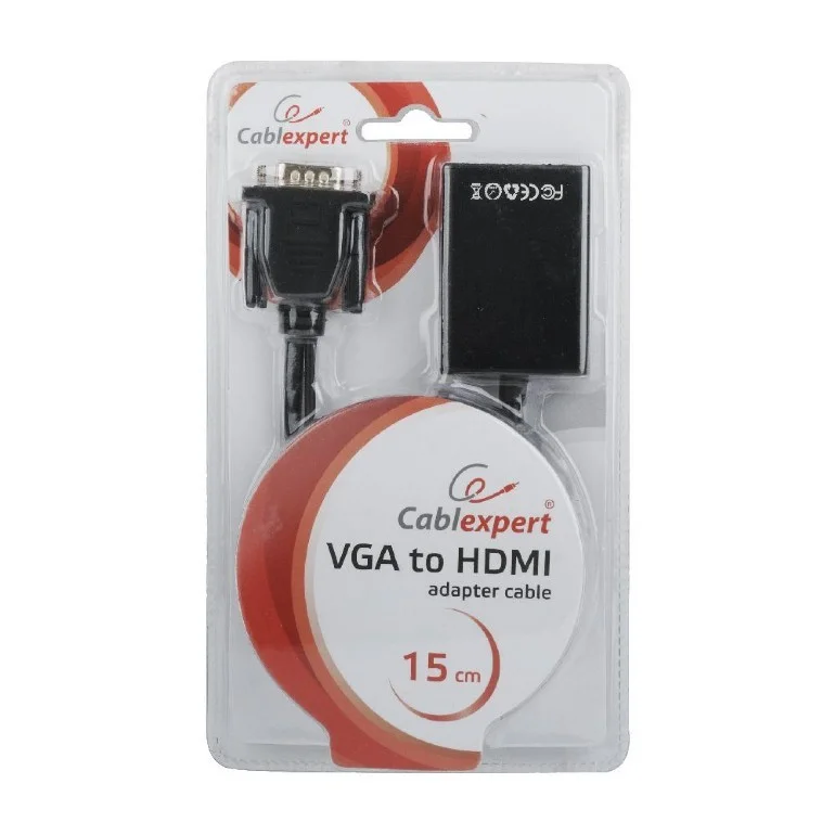 Cabo Adaptador Gembird Vga P/ Hdmi 0.15m Preto