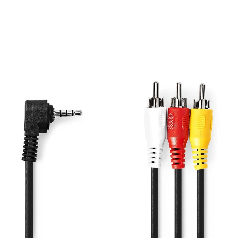 Cabo Jack 3.5mm Macho para 3x RCA Macho Preto 1m