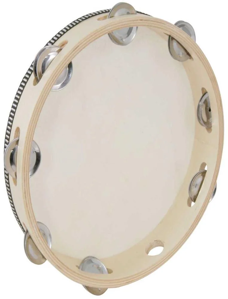 Pandereta de Madera Con Parche de Cuero 25cm