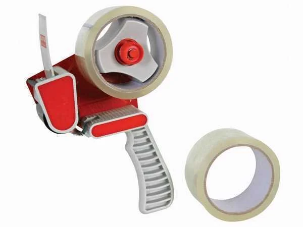 Dispensador de Fita Adesiva para Embalagem + 2 Rolos de Fita Adesiva (50 Mm X 50 M)