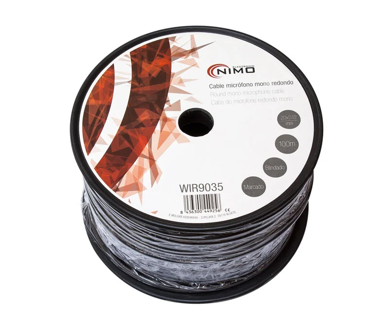 Cabo de Microfone Mono 1x0.25mm2 Preto 100m