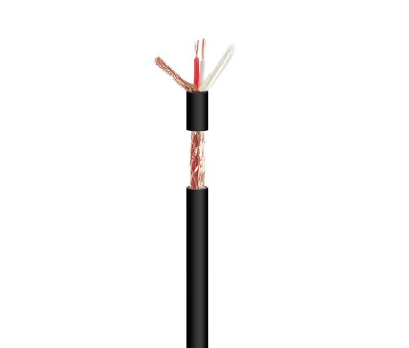 Cabo de Microfone Stereo 2x0.25mm2 Preto 100m