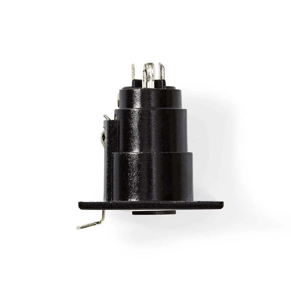 Ficha XLR Femea 3 Pinos Niquel Montagem em Chassis