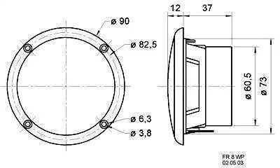 Altavoz de Graves Fr8wp 3.3"" 8cm Resistente Al S.