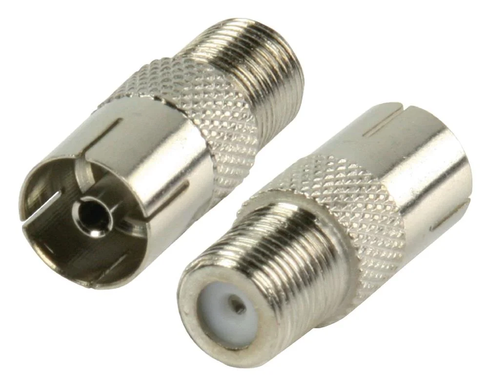 Adaptador de Antena F Hembra - Coaxial Hembra Met.