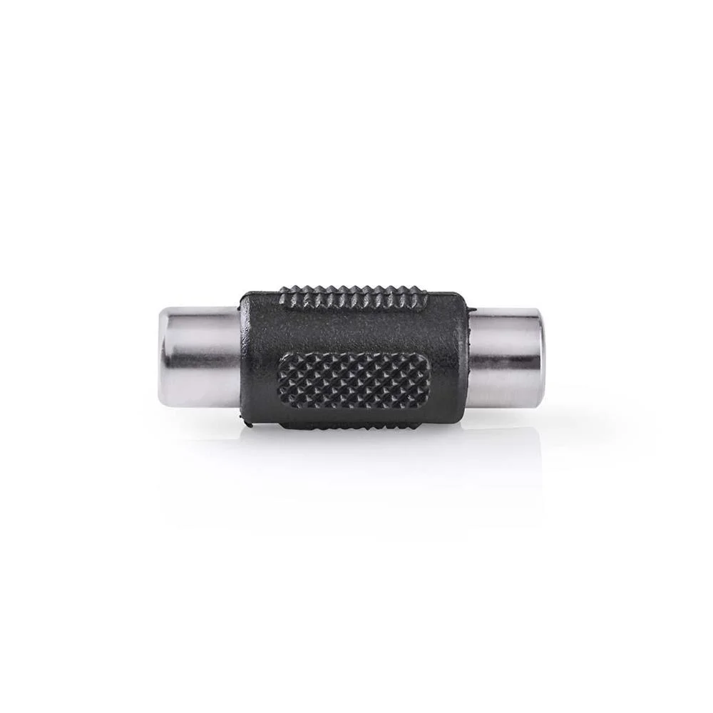 Adaptador de Audio Mono | Rca Hembra | Rca Hembra | Niquelado | Recto | Abs | Negro | 1 Uds. | Caja