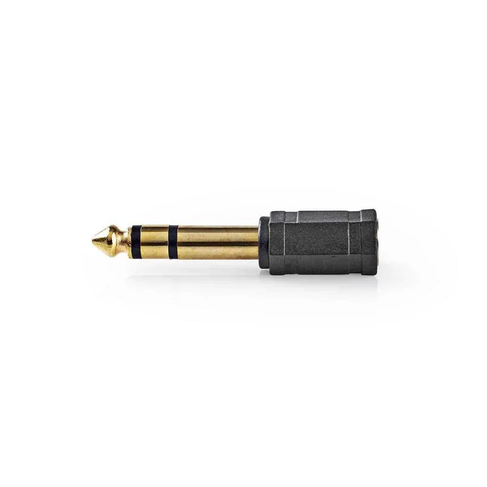 Adaptador de Audio Estéreo | 6,35 Mm Macho | 3.5 Mm Hembra | Chapado En Oro | Recto | Abs | Negro | 