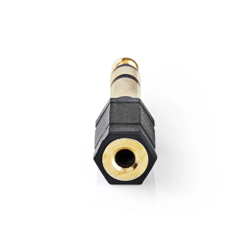 Adaptador de Audio Estéreo | 6,35 Mm Macho | 3.5 Mm Hembra | Chapado En Oro | Recto | Abs | Negro | 