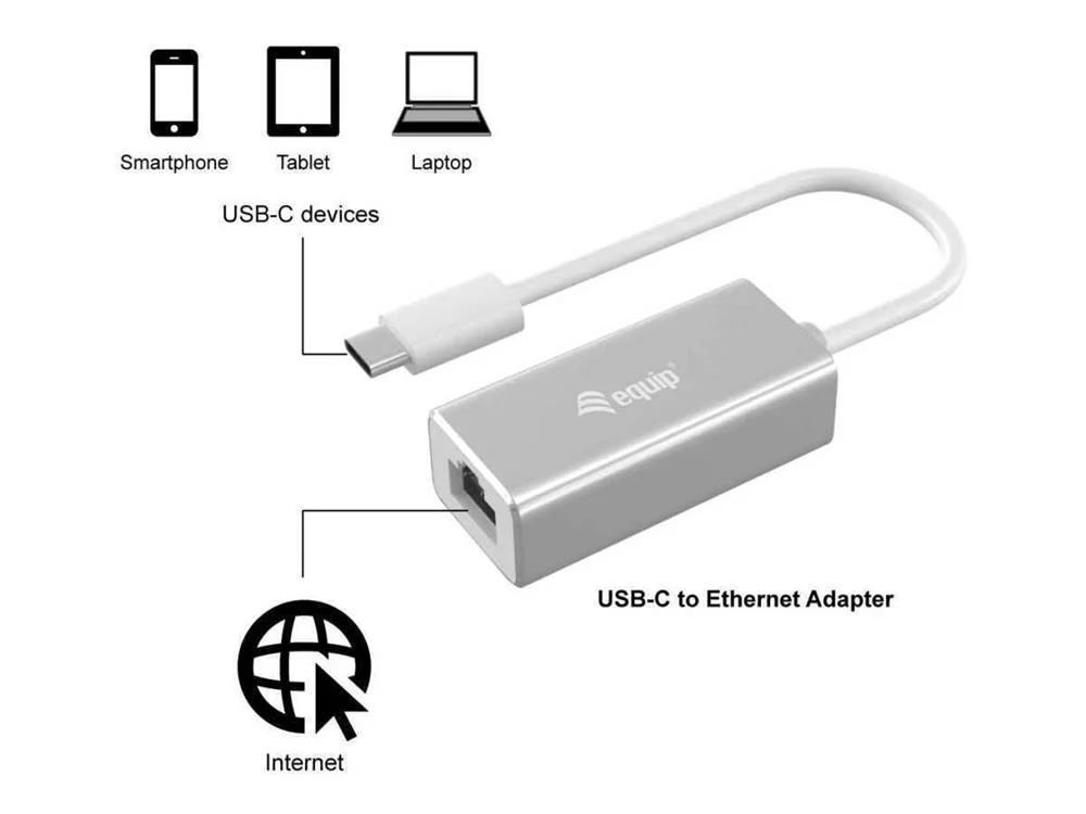 Equip Adapter Usb-C -> Rj45 10/100/1000             0.15m Si